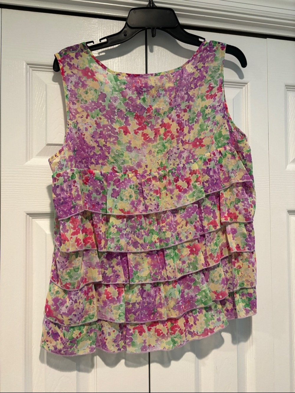 Sunset Rd. Floral Ruffle Tank Top - Multi Pastel - Picture 3 of 5